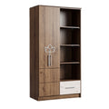 Titel: "Moderne Houten Kast met Open Schappen en Lades"