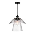 Moderne glazen hanglamp met ribbels en metalen details
