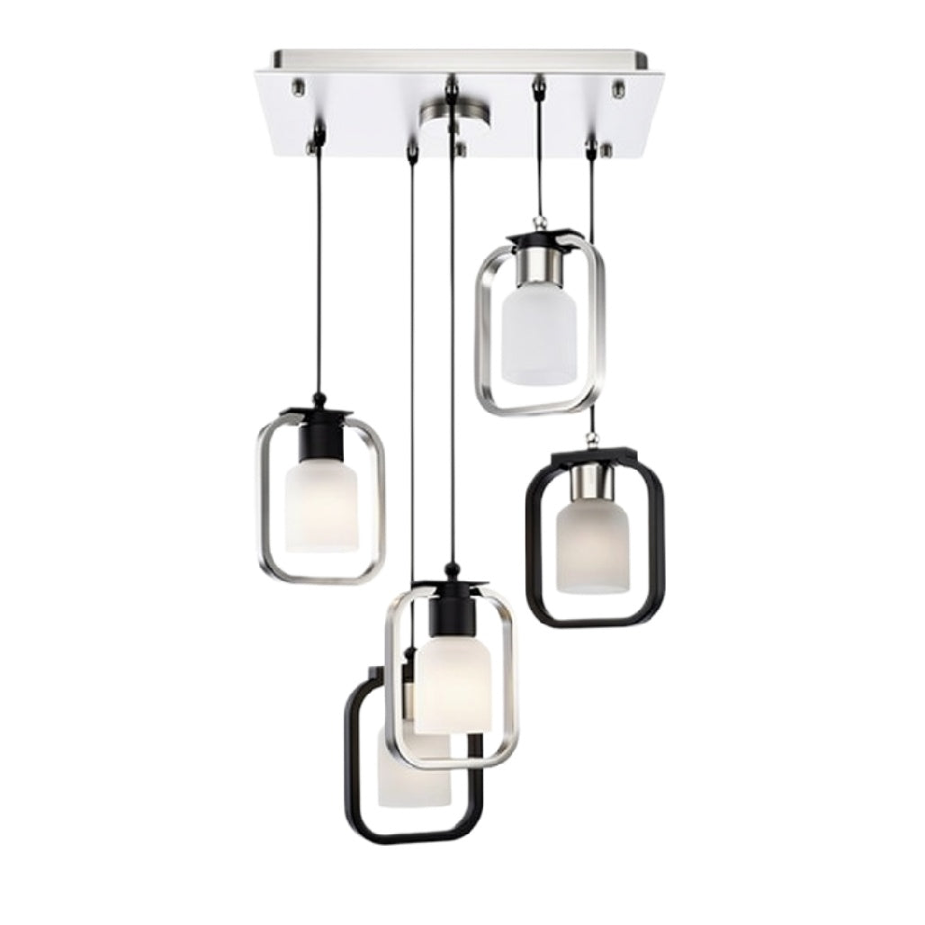 Moderne Hanglamp met Vijf Verlichtingsarmaturen in Sleek Design
