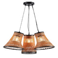 Nieuwe Titel: "Moderne Hanglamp met Rieten Kappen - Drievoudig Ontwerp"